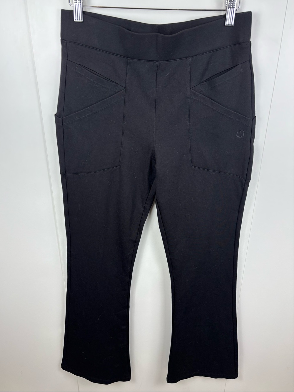 Betabrand 6-Pocket Dress Yoga Pant Bootcut Black sz L Petite Stretch Flare - Picture 2 of 9